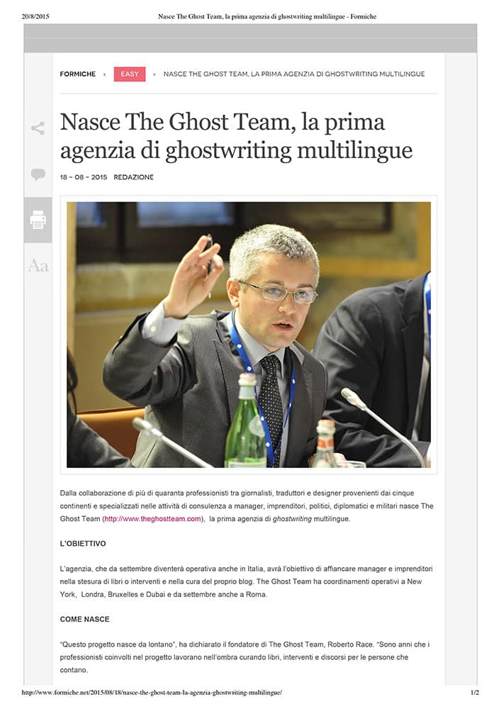 Nasce The Ghost Team, la prima agenzia di ghostwriting multilingue