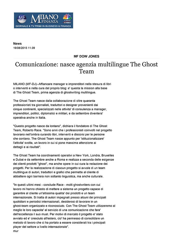 Comunicazione: nasce agenzia multilingue The Ghost Team