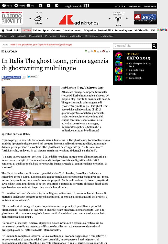 In Italia The ghost team, prima agenzia di ghostwriting multilingue