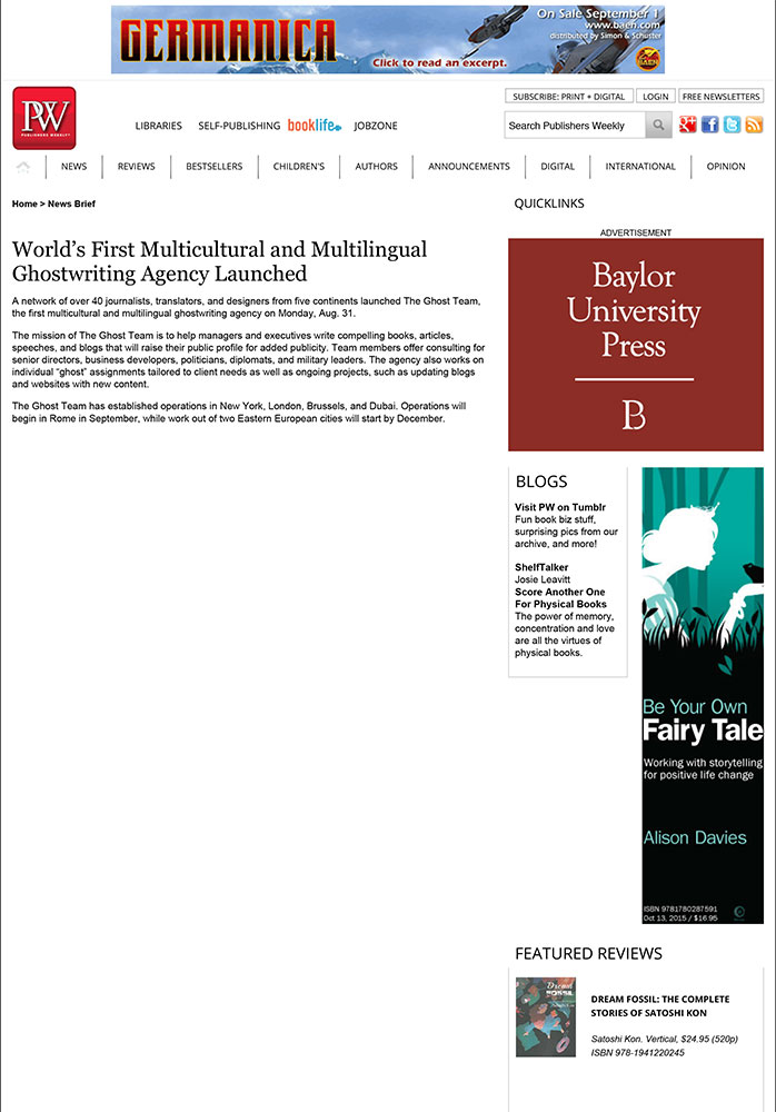 World's First Multicultural . and Multilingual Ghostwriting Agency Launched