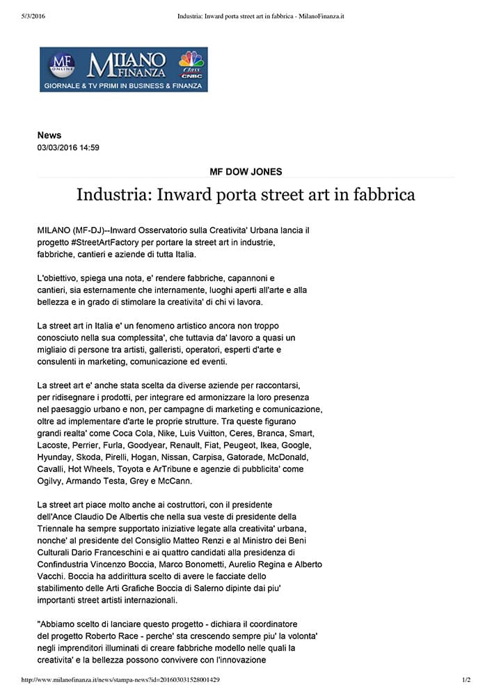 Industria: Inward porta street art in fabbrica